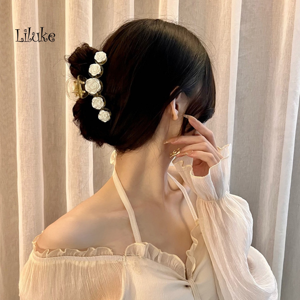 Kẹp Tóc LK Cỡ Lớn Hình Hoa Hồng Trong Suốt Chống Trượt Cho Nữ