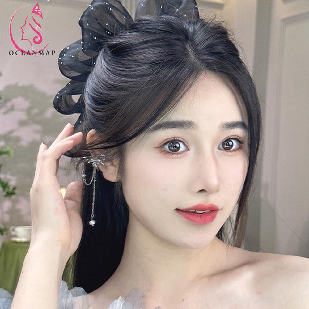 Kẹp Tóc Nơ Lưới Ruy Băng Hai Mặt Bong Bóng Dành Cho Đám Cưới