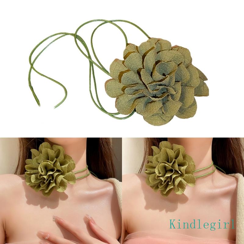 Vòng Cổ Choker Y2K Mặt Hoa Lớn Có Thể Điều Chỉnh Cho Cô Dâu