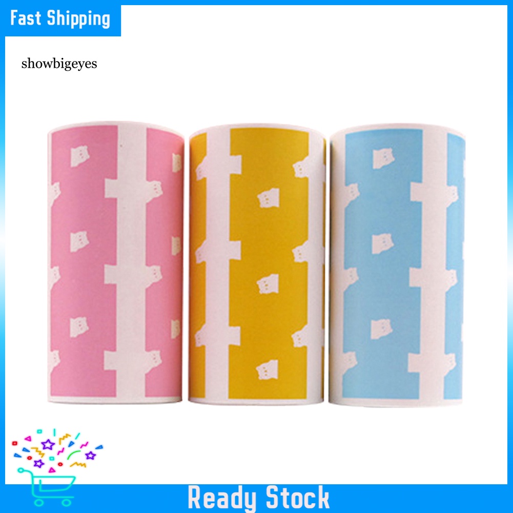 Bộ 3 Cuộn Giấy Dán Tự Dính Hình Gấu Dễ Thương Dùng Trang Trí