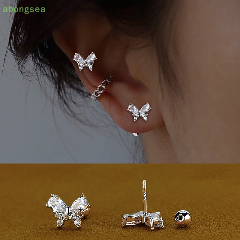 1 Đôi Bông Tai Hình Bướm Đính Đá Zircon Dạng Xoắn Ốc Cho Nữ