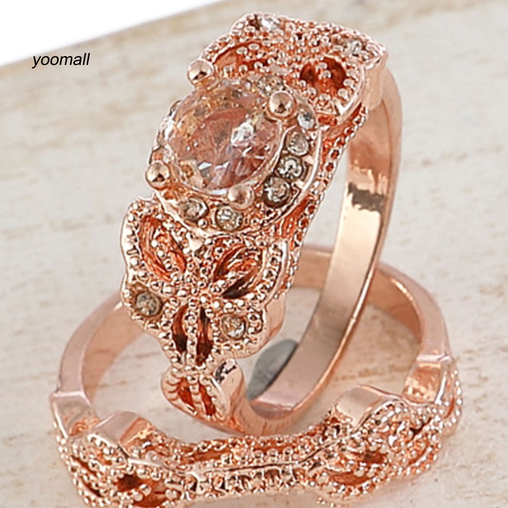 1 Set Nhẫn Hợp Kim Đính Đá Phong Cách Cổ Điển Cho Nữ