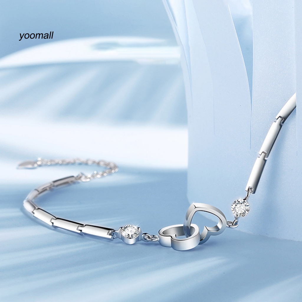 Yo / Vòng Đeo Tay Chuỗi Xích Bắt Mắt Bằng Đồng Hình Trái Tim Quyến Rũ Dành Cho Nữ