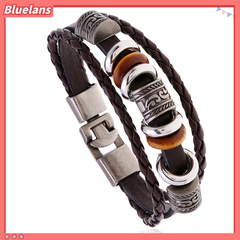 [BLS] Vòng Tay Da Nhiều Lớp Phong Cách Âu Mỹ Thời Trang Cho Nam