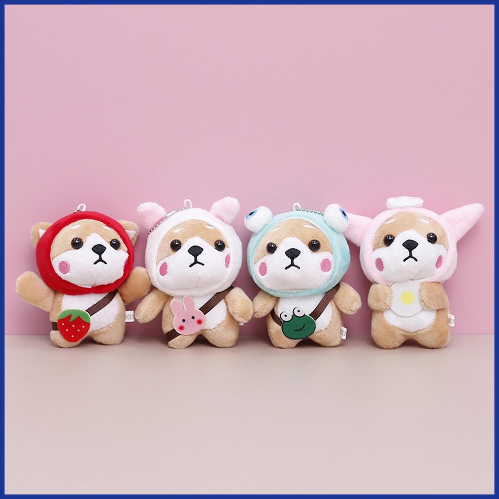 Móc Khóa Hình Chó Shiba Nhồi Bông Màu Sắc Tươi Sáng