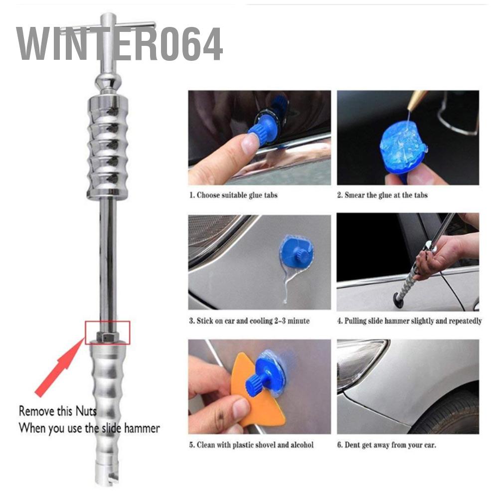 Winter064 Thân xe Paintless Dent Puller Công cụ loại bỏ bộ nâng Búa trượt Sửa chữa ô tô