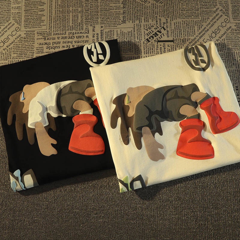 American Cartoon Printed 100T Shirt Cotton Short Sleeve Men's Summer Loose Oversize T-shirt Hong Kong Style All-Matching Half Sleeve rs9U