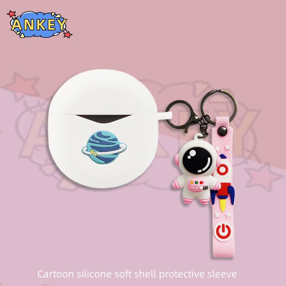 For SoundPEATS Air 4 / Air 3 Deluxe / Capsule 3 Pro Earphone Silicone Case Lovely Astronaut Earbuds Protective Headphone Cover Headset Skin with Pendant