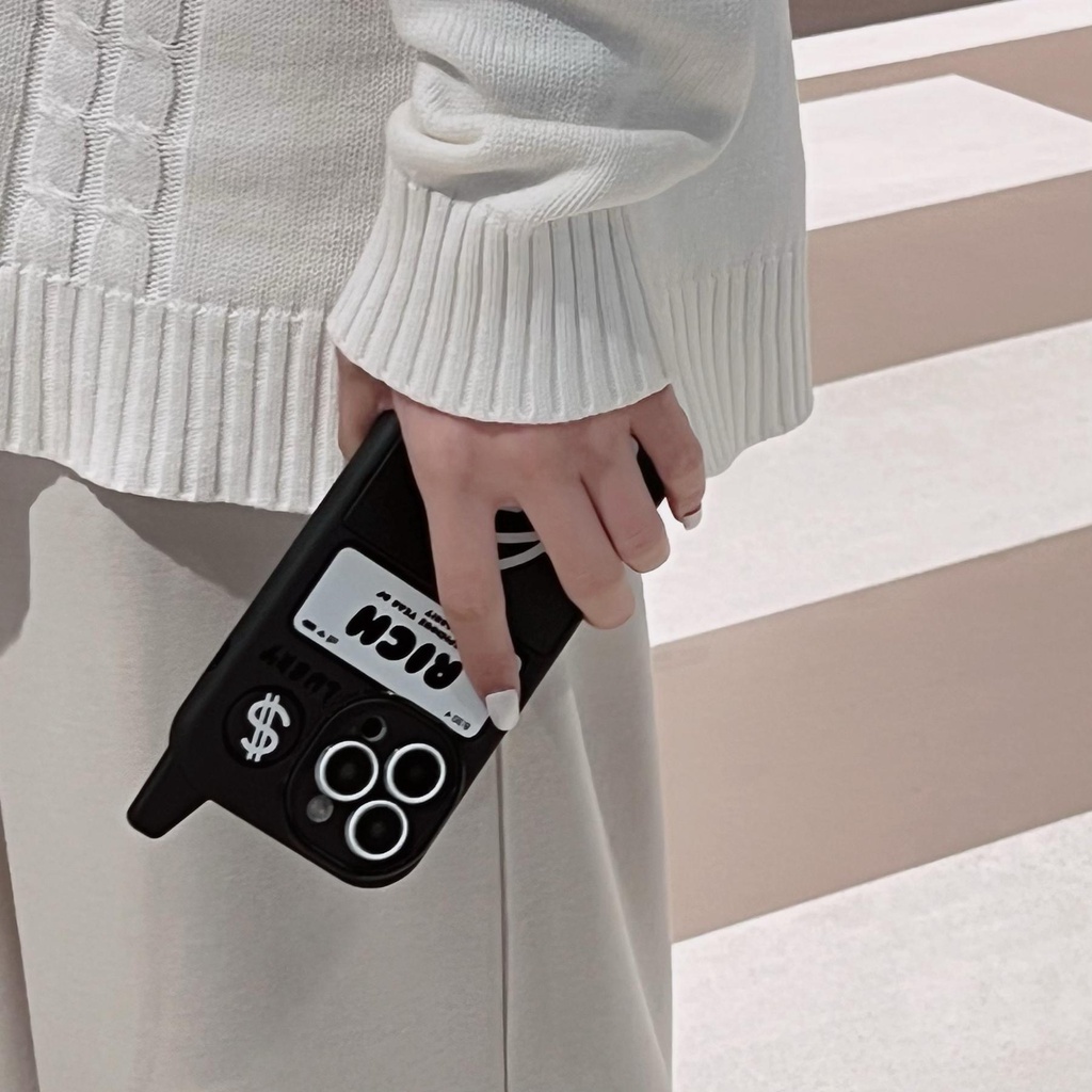 Ốp Điện Thoại tpu Dẻo Nắp Gập Tráng Gương Họa Tiết Chú Thỏ Đen Cổ Điển Cho iPhone 14 13 12 11 Pro Max