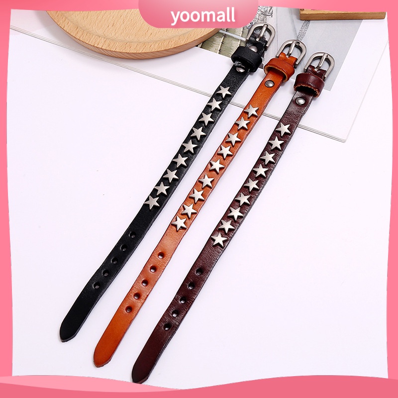 Vòng Tay Da Bò Mặt Ngôi Sao Năm Cánh Phong Cách hip hop