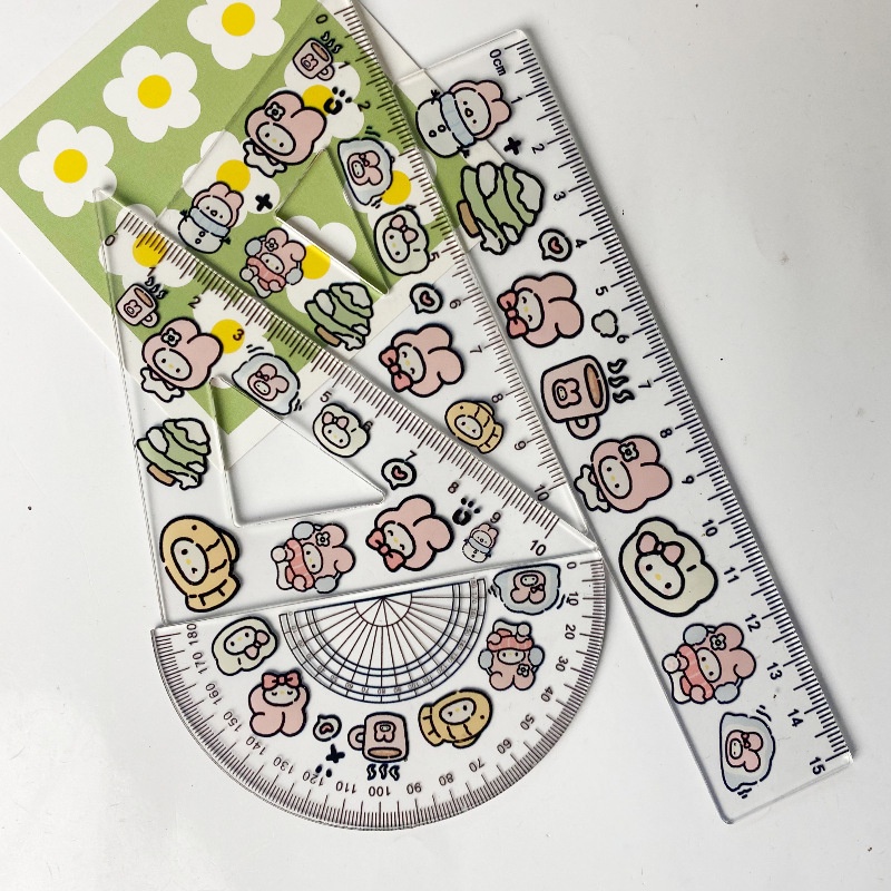 Bộ Thước Kẻ Hình Tam Giác Bằng Acrylic Dễ Thương Cho Học Sinh