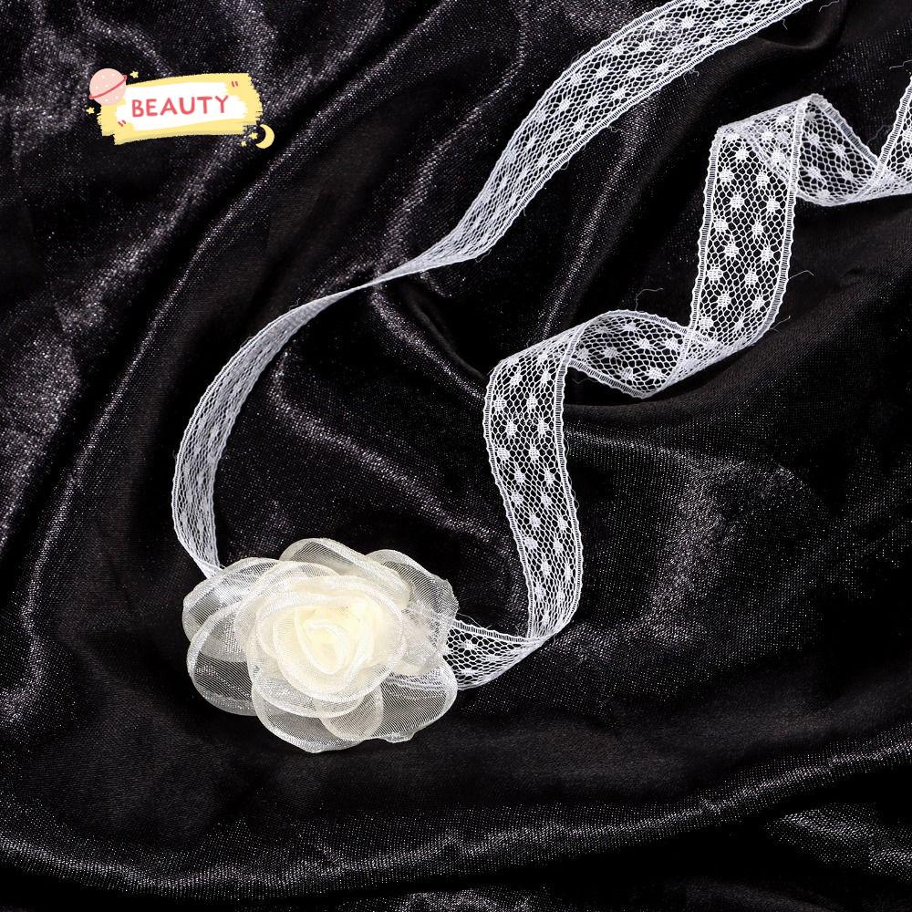 BEAUTY Set 6 Vòng Cổ Thắt Nơ Ruy Băng Màu Đen / Trắng Thời Trang