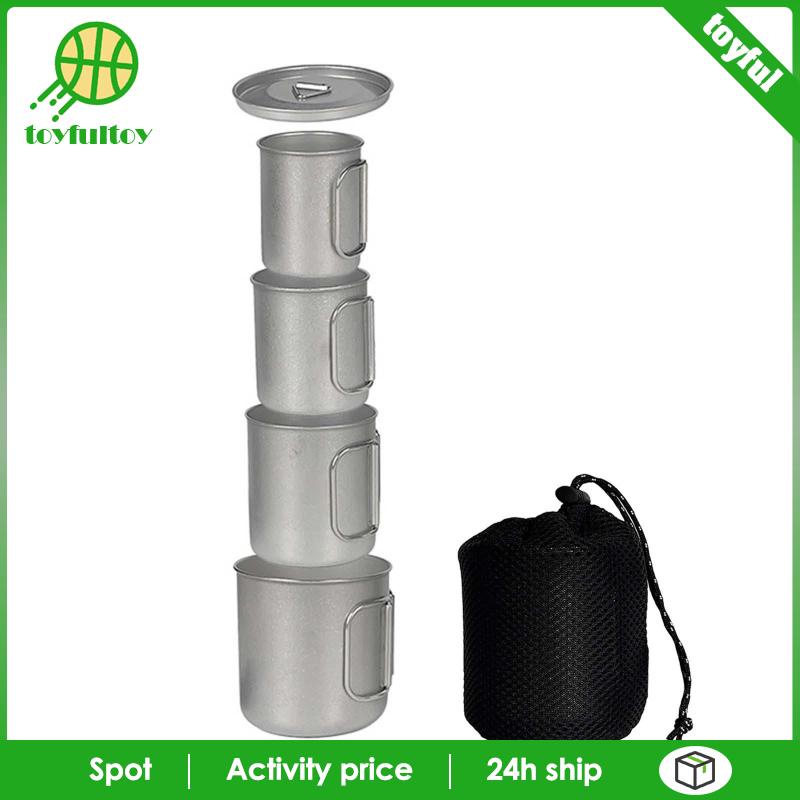 Set 4 Cốc Uống Nước 750ml Có Tay Cầm Có Thể Gấp Gọn Tiện Dụng Mang Theo Du Lịch / Cắm Trại