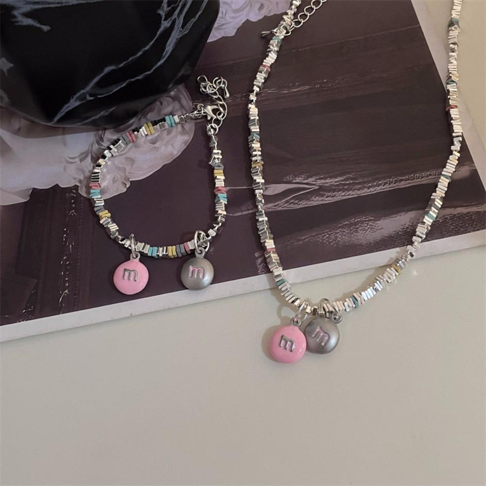 Vòng Tay Chuỗi Hạt Bằng Thép Titan Nhiều Màu Phong Cách Hàn Quốc Ngọt Ngào Cho Nữ