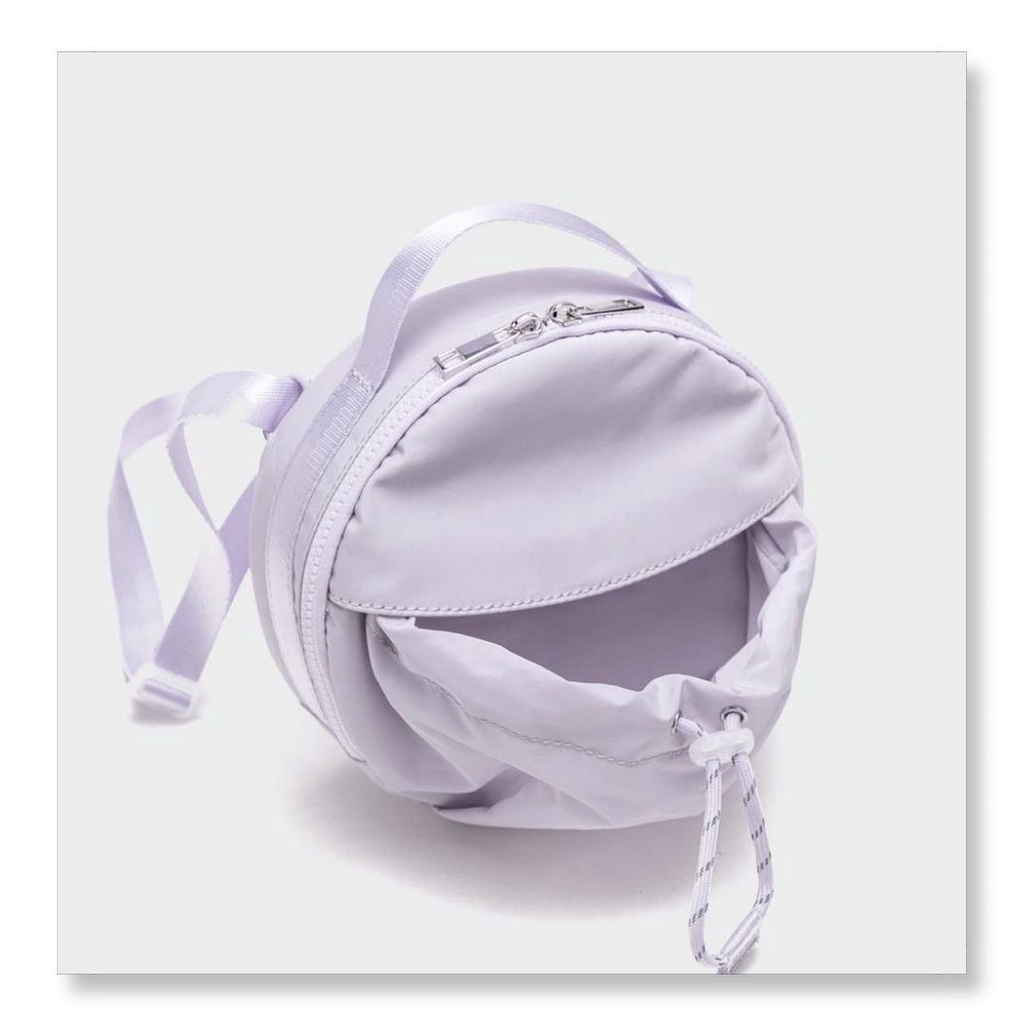 Túi Đeo Chéo Dây Rút Dáng Tròn Nhỏ Vải Nilon Màu Tím Thời Trang Cao Cấp