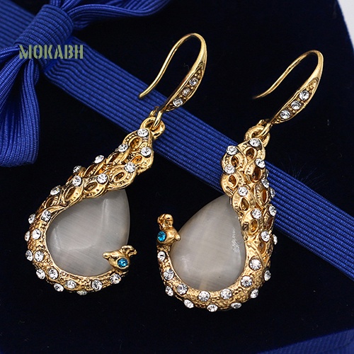 [Mok Abh] Set Vòng cổ Và Bông Tai Hình Giọt Nước Có Đính Đá