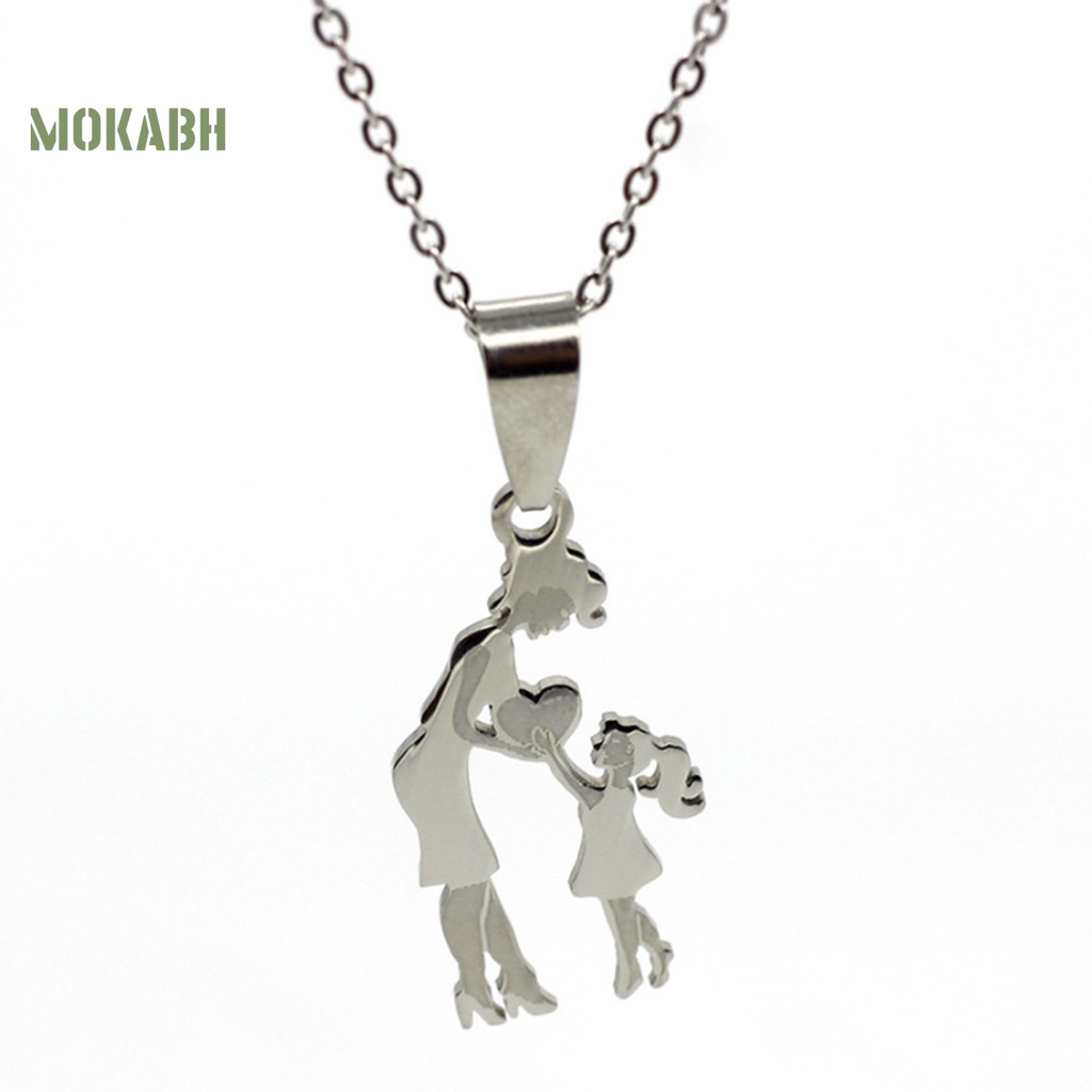 Vòng cổ Mặt Trái Tim Bằng Thép Không Gỉ Màu Vàng Dành Cho Mẹ Và Con Gái