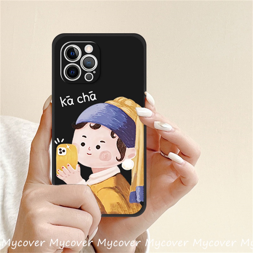 Ốp Điện Thoại Silicon Mềm Hình Cô Gái Đính Ngọc Trai Cho iPhone 11 13 12 14 Pro Max X XR Xs Max 6 7 8 Plus