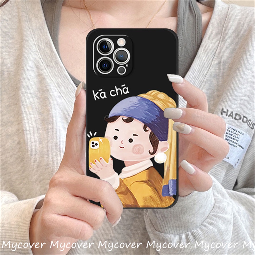 Ốp Điện Thoại Silicon Mềm Hình Cô Gái Đính Ngọc Trai Cho iPhone 11 13 12 14 Pro Max X XR Xs Max 6 7 8 Plus