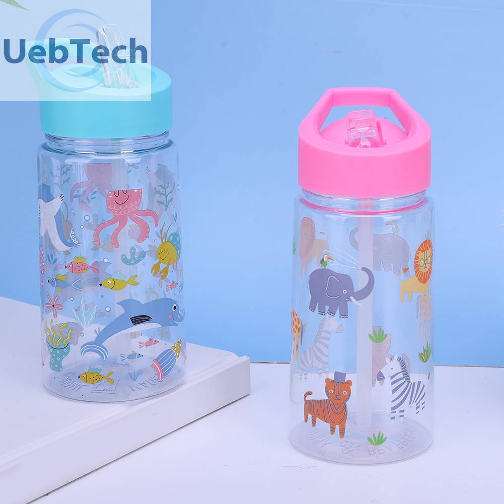 Bình Nước Thể Thao 450ML Có Ống Hút Họa Tiết Dễ Thương Cho Bé