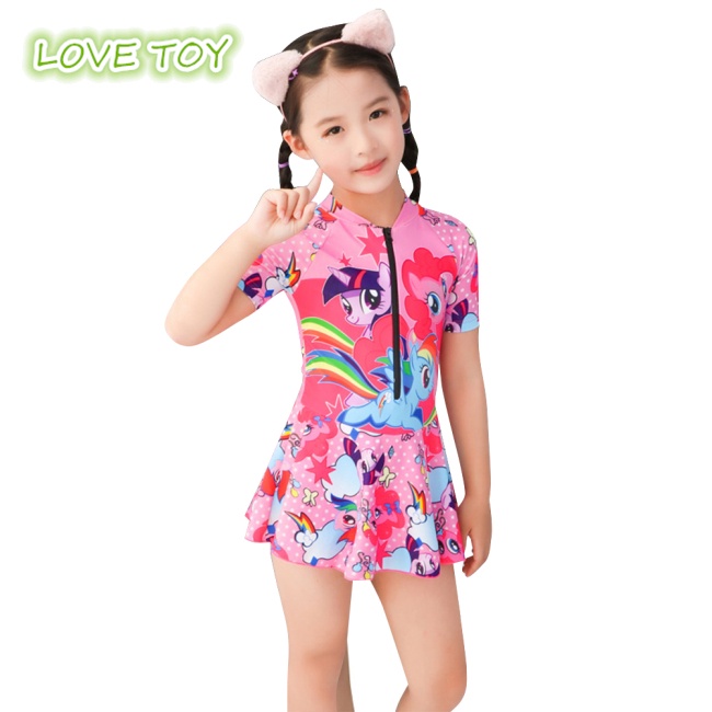 Bộ Đồ Bơi Co Giãn Tốt Nhanh Khô In Hoạt Hình Công Chúa Dễ Thương Cho Bé Gái