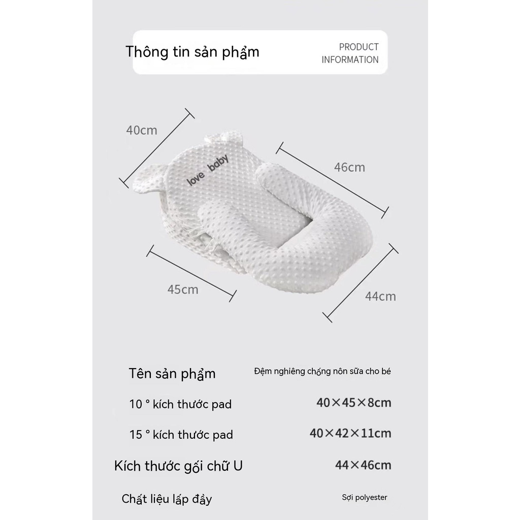 Gối Nằm Ngủ Chống Tràn Sữa Cho Bé Sơ Sinh