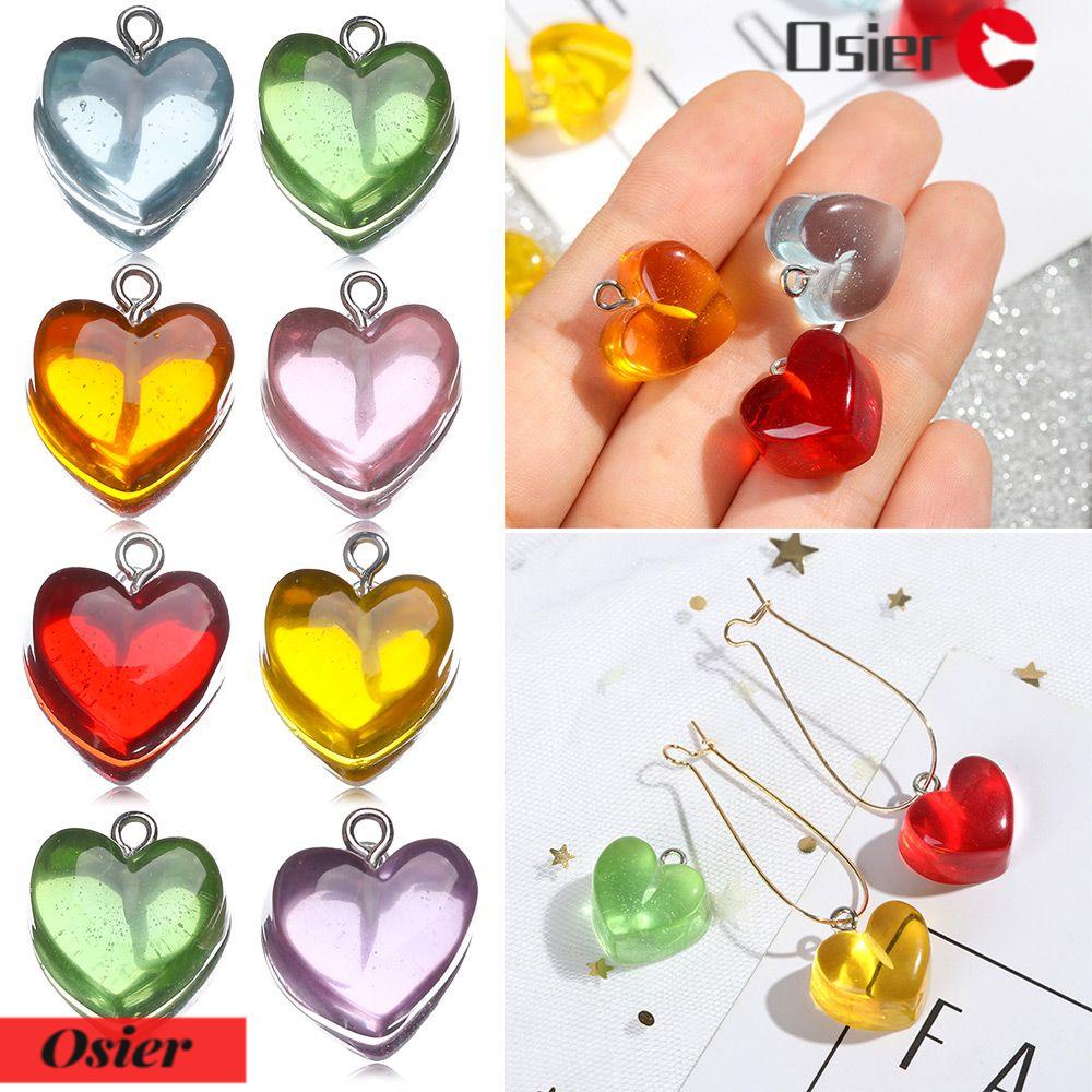 OSIER1 Set 10 Mặt Trang Sức Hình Trái Tim Nhiều Màu Sắc