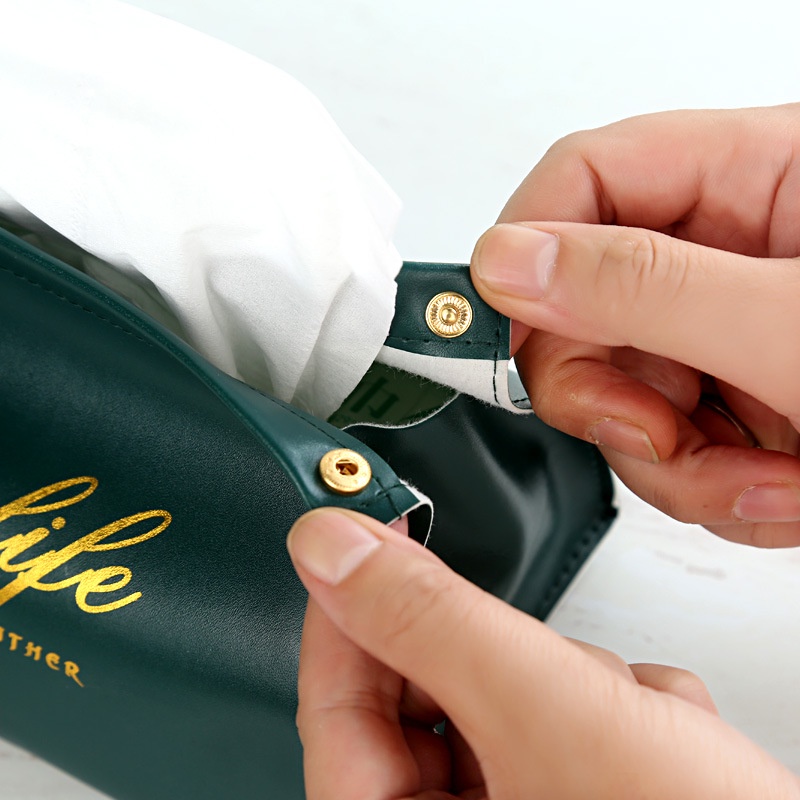 Hộp Đựng Khăn Giấy Bằng Da Để Bàn / Xe Hơi Tiện Dụng Giá Đỡ