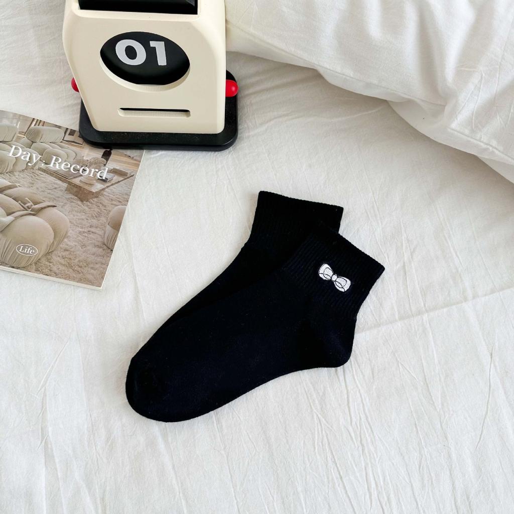 Vớ Cotton Cổ Thấp Thêu Họa Tiết Thời Trang Xuân Hè Thu Cho Nữ