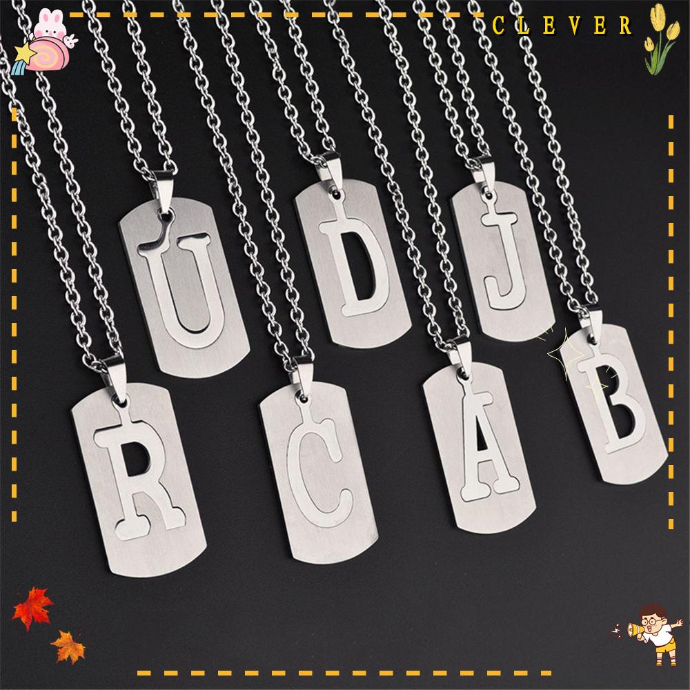 CLEVER Vòng cổ Kim Loại Mặt 26 Chữ Cái Sang Trọng Cho Nam