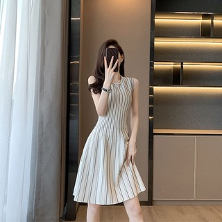 Đầm Chữ A Dệt Kim Không Tay Cổ Tròn Cao Cấp Thời Trang Mùa Hè