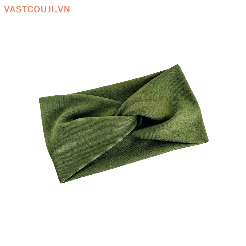 Băng Đô Cài Tóc Co Giãn Màu Trơn Đính Nơ Chéo Phong Cách Thể Thao Thời Trang Cho Nữ