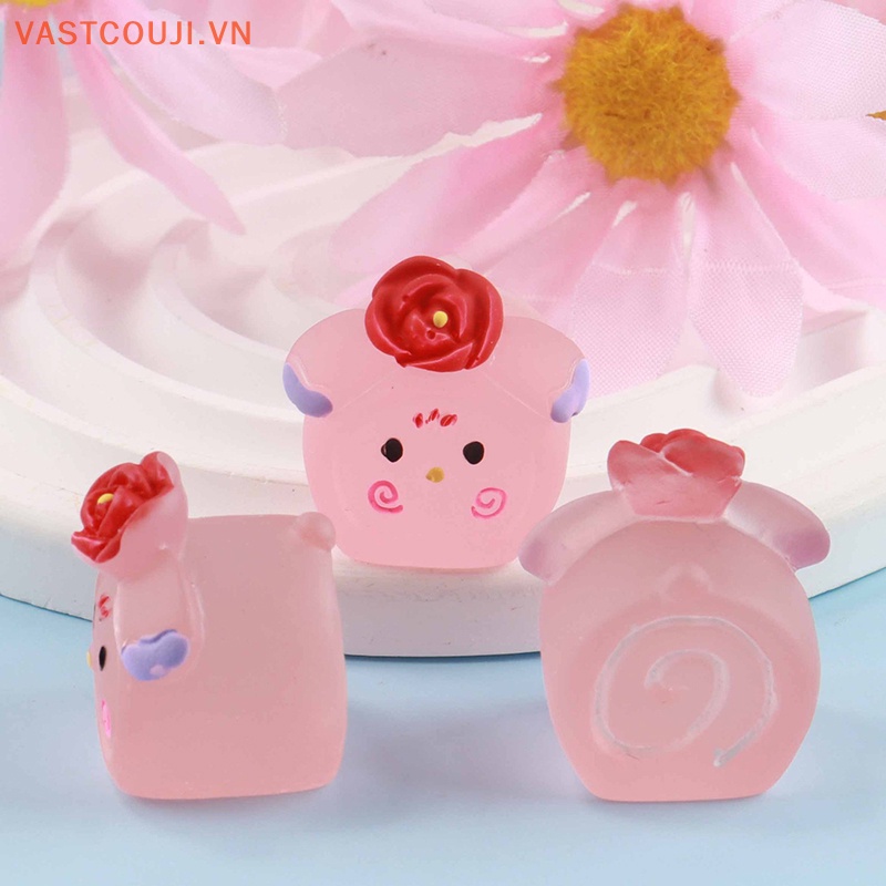 Bộ 5 Bánh Kem Dạ Quang Mini Bằng Nhựa Resin DIY Trang Trí Nhà Búp Bê VASTJI