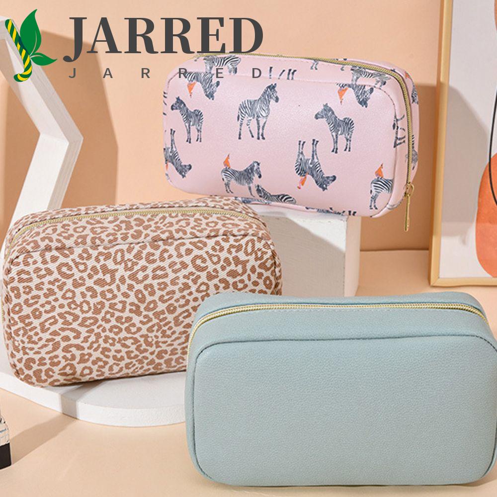 JARRED Túi Đựng Đồ Trang Điểm Sức Chứa Lớn Họa Tiết Da Báo Dễ Thương Cho Nữ