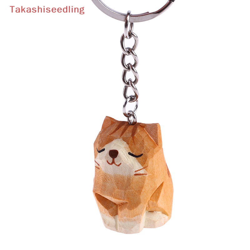 Móc Khóa Hình Chú Mèo Bằng Gỗ Chạm Khắc Dễ Thương
