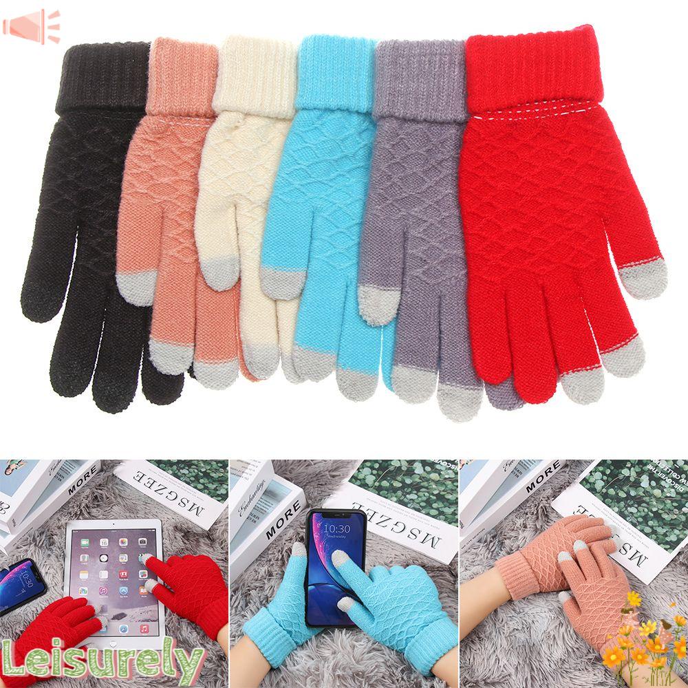 LEILY Găng Tay Len Hở Ngón Giữ Ấm Thiết Kế Mới