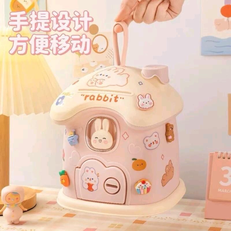 Ống Tiết Kiệm Hình Ngôi Nhà Phong Cách Hàn Quốc Tặng Kèm Stiker Siêu CuTe Heo Đất