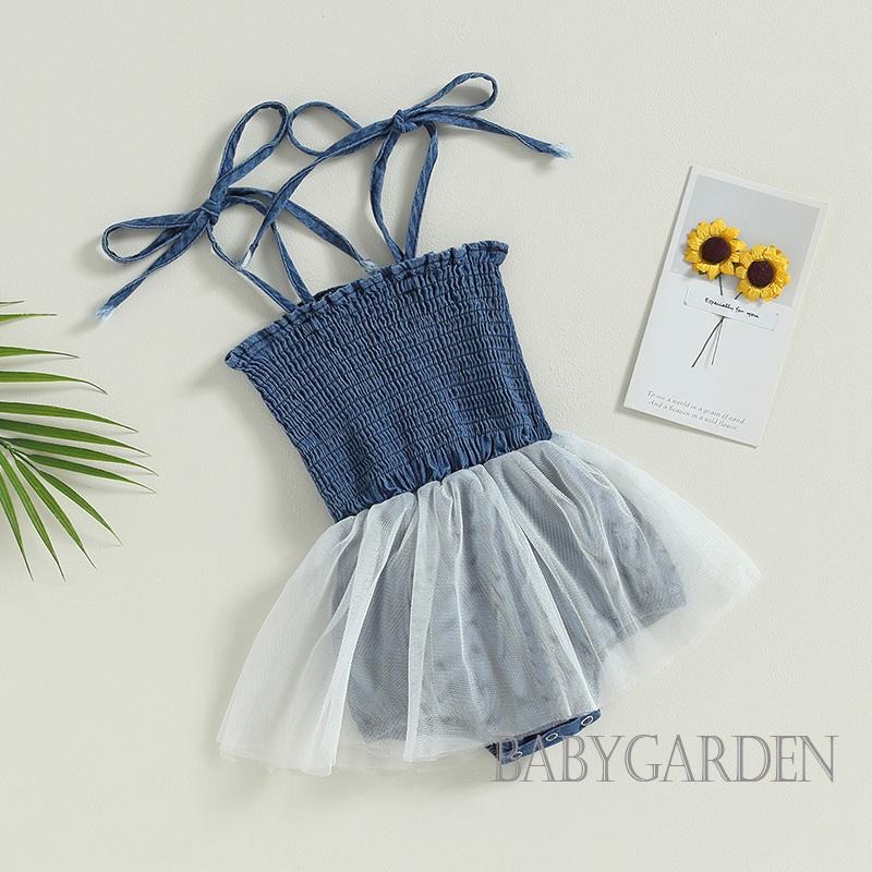 Bộ Áo Liền Quần Denim Không Tay Màu Sắc Thời Trang Mùa Hè Dành Cho Bé Gái 0-18 Tháng Tuổi