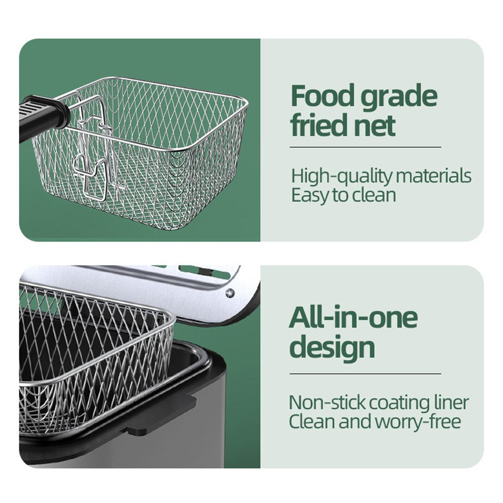 =Christmas=2.5L Stainless Steel Electric Deep Frye With Frying Basket Smokeless Oven