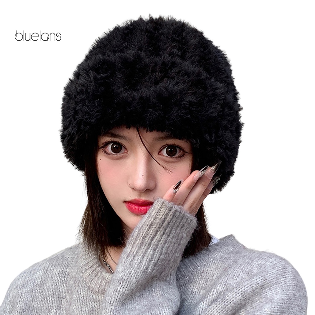 Mũ Beanie Không Vành Màu Trơn Giữ Ấm In Chữ Logo Thời Trang Thu Đông Cho Nữ