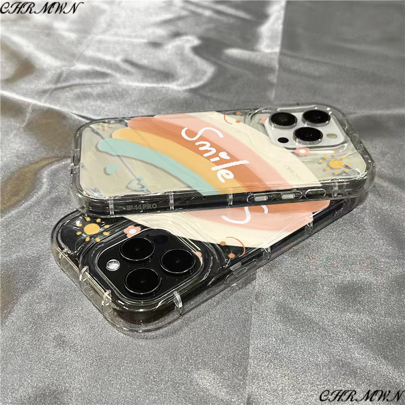 Ốp Điện Thoại Mềm Trong Suốt Họa Tiết Cầu Vồng / Chữ Tiếng Anh GQMS 1312 Cho iPhone14promaxxr 7118