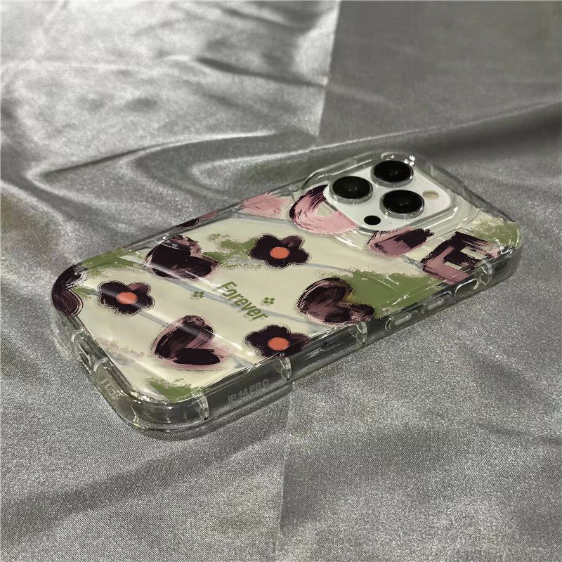 Ốp Điện Thoại Mềm Trong Suốt Họa Tiết Hoa / Trái Tim Dễ Thương Cho Iphone 14Promax 1312 / 11 7 / 8plus xr / sins B6TK