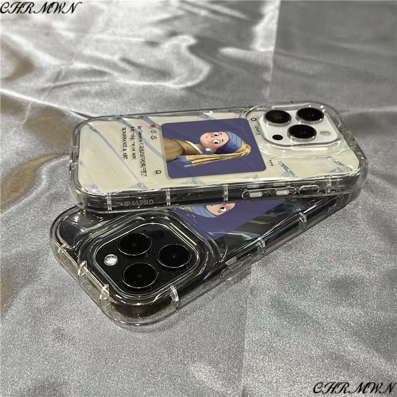 Ốp Điện Thoại Mềm Trong Suốt Hình Cô Gái Ngọc Trai Cho iPhone14promax 1312 / 11 7 / 8plus xr / sins EXI5