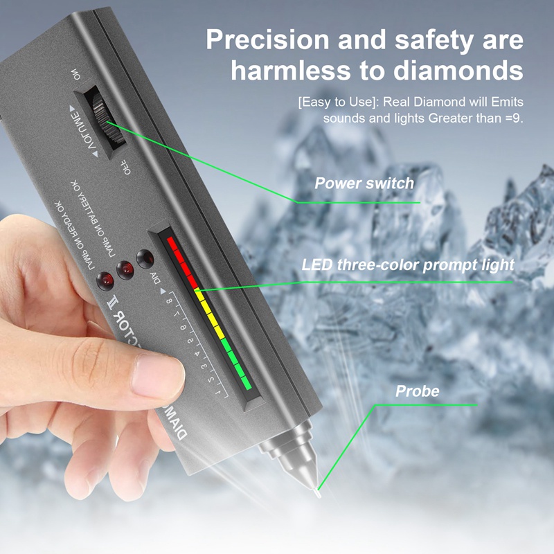 Bút Kiểm Tra Kim Cương Độ Chính Xác Cao + Kính Lúp Phóng Đại 60X Mini Có Đèn LED Chuyên Nghiệp