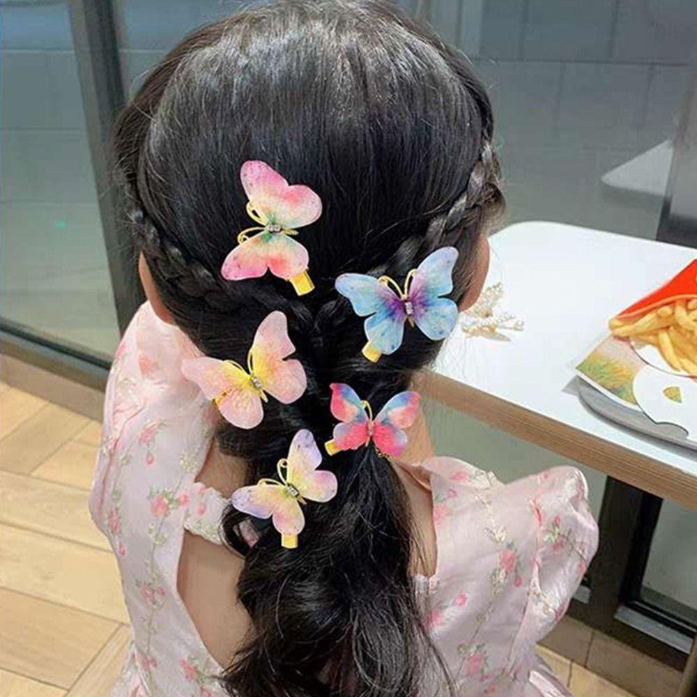 Bộ 2 Kẹp Tóc Hình Bươm Bướm Nhiều Màu Sắc Phong Cách Hàn Quốc