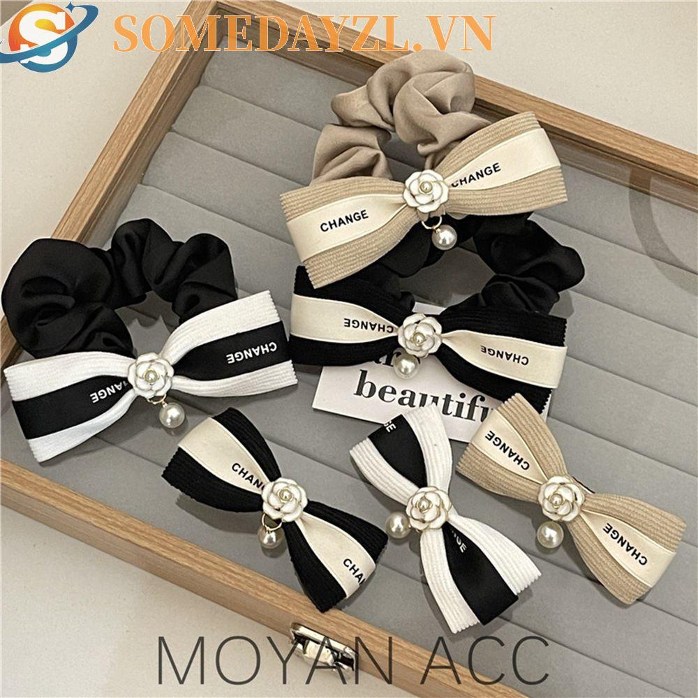 SOMEDAYZL Kẹp Tóc Đính Nơ In Chữ Nhỏ Nhắn Dễ Thương Thời Trang Cho Nữ