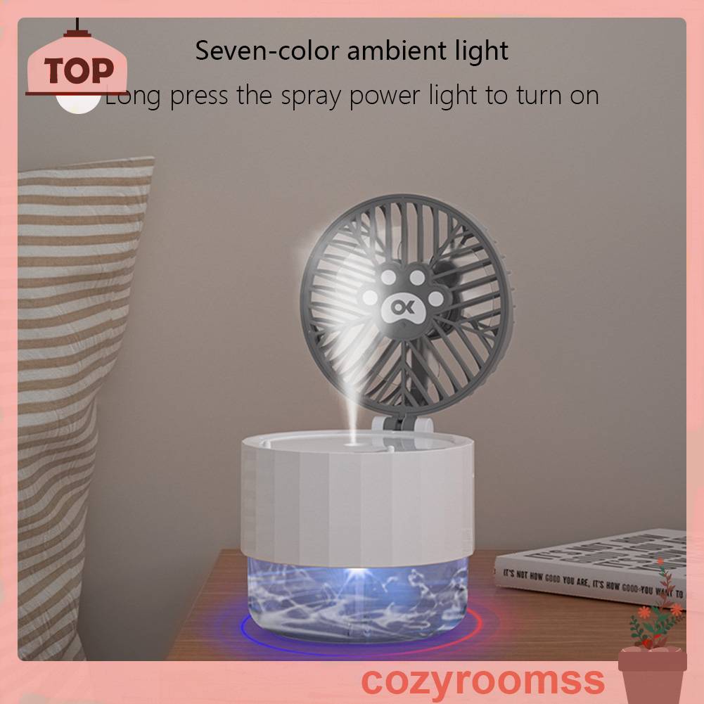 Quạt Làm Mát Không Khí USB Hình Mèo Dễ Thương Có Đèn Ngủ