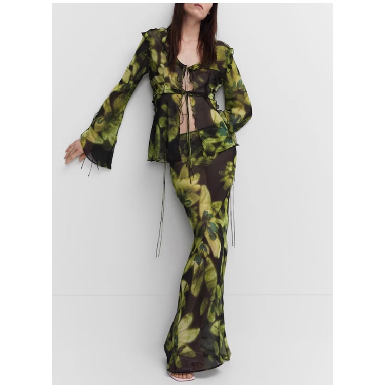 Áo Sơ Mi Zara 23 Phong Cách Pháp Eo Hẹp + Chân Váy Eo Cao Dáng Ôm Thời Trang Mùa Hè