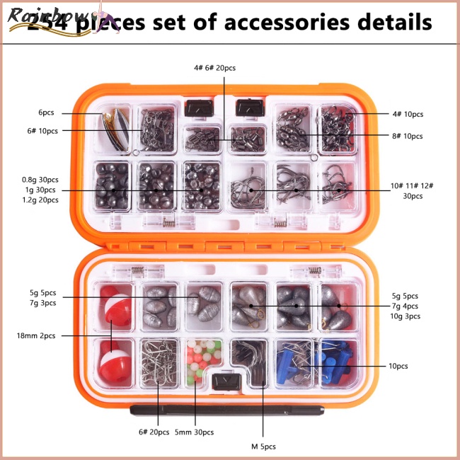 Hộp 254 Phụ Kiện Câu Cá Chống Thấm Nước Tiện Dụng