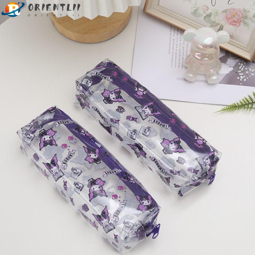 Túi Đựng Bút Bằng PVC Trong Suốt Chống Nước Sức Chứa Lớn Họa Tiết Kuromi Hoạt Hình Cho Học Sinh